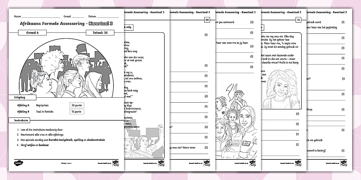 Afrikaans Graad 6 Formele Assesseringsblad: Begrip en Taal