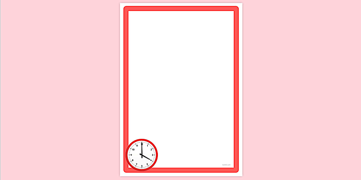 Simple Blank Clock Page Border | Page Borders | Twinkl