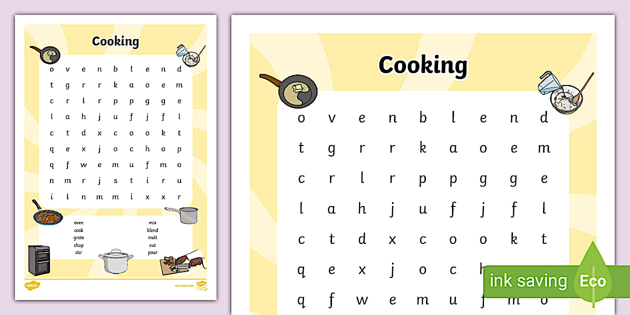 KS1 Cooking Word Search, Food Technology (teacher made)