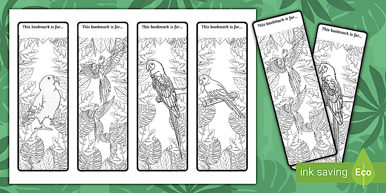 Parrots Colouring Bookmarks (Teacher-Made) - Twinkl