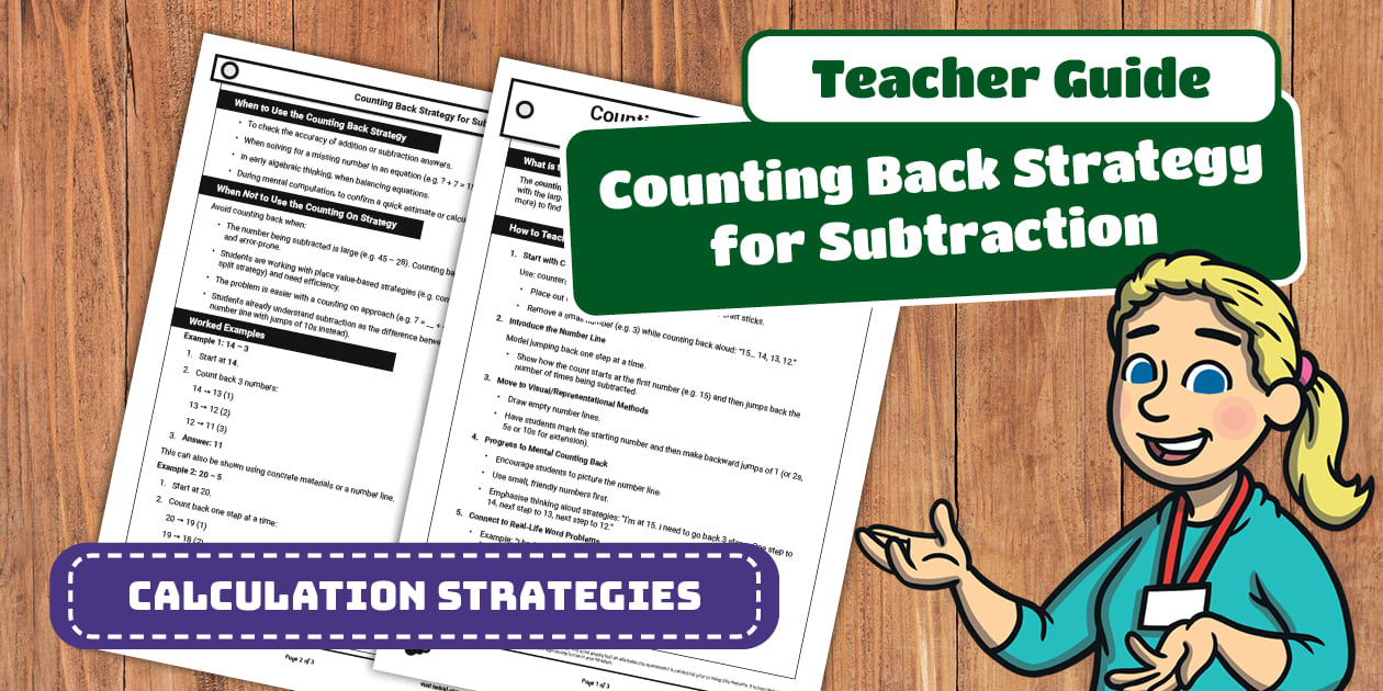 Counting Back Strategy for Subtraction Teacher Guide