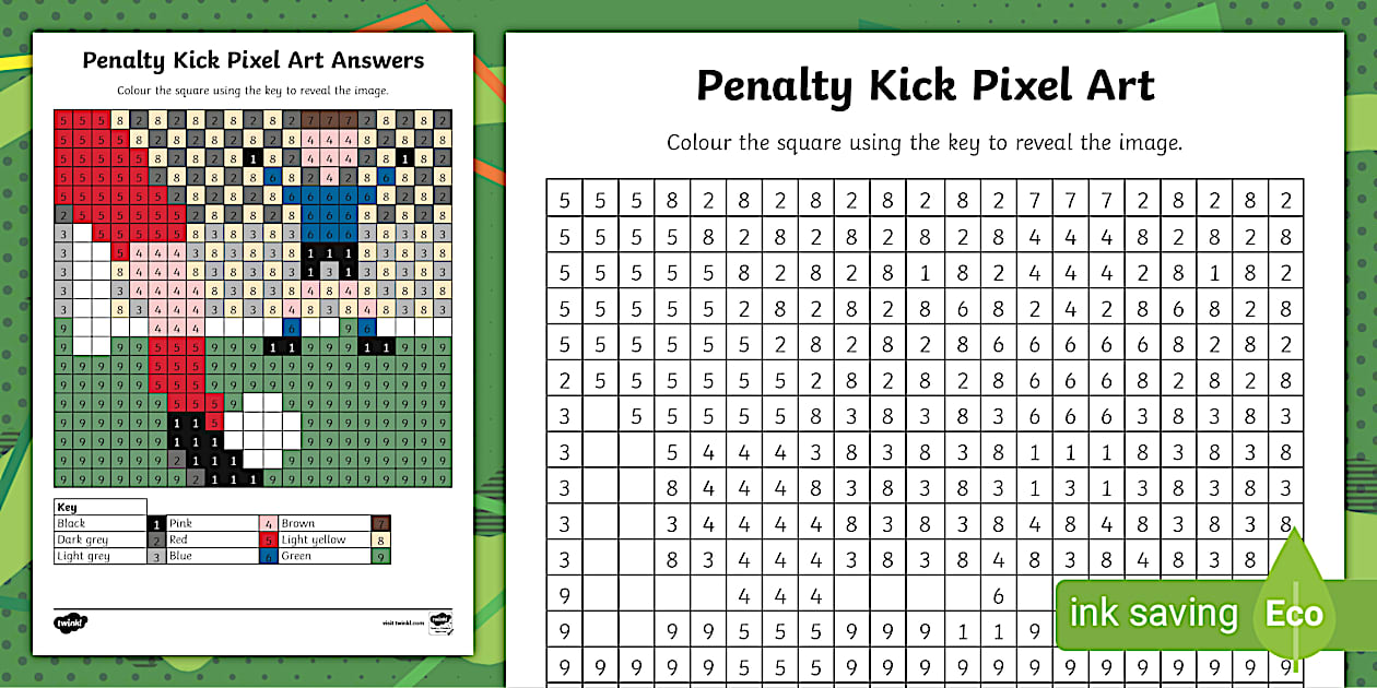 Free Penalty Kick Pixel Art Template for Kids: Download now!