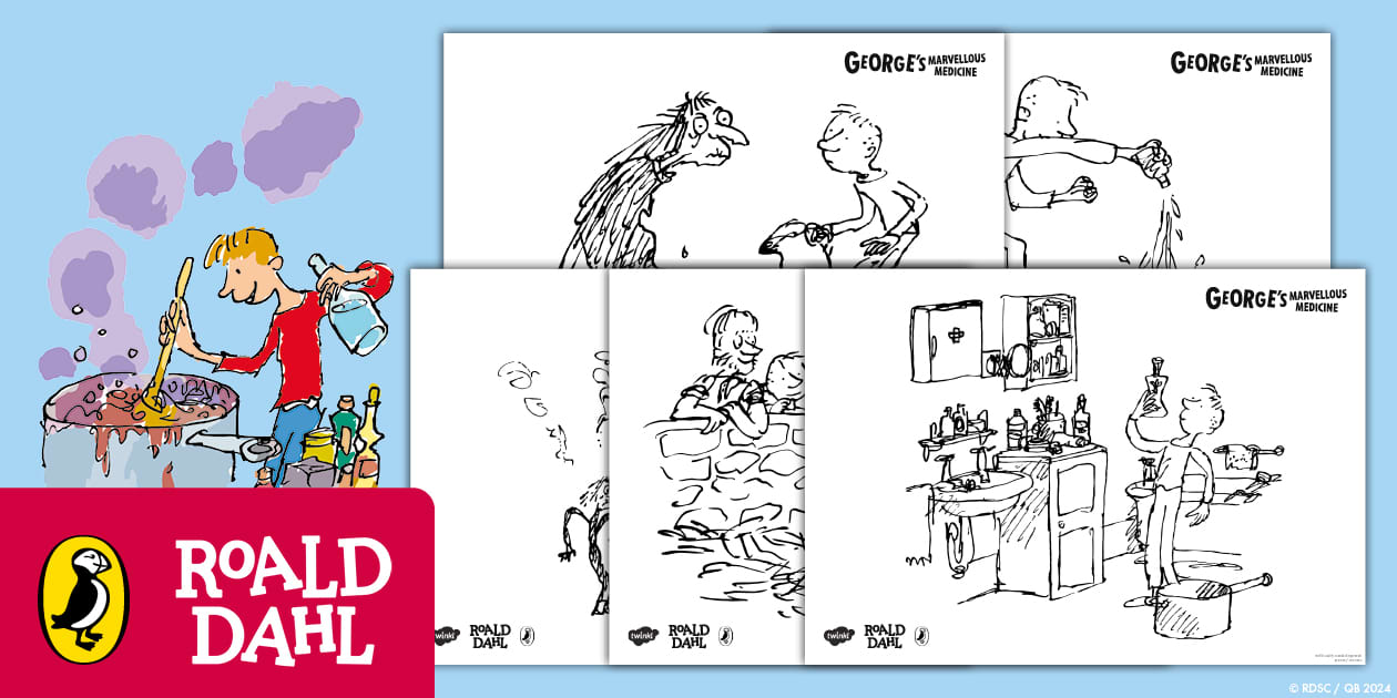 FREE! - 'George’s Marvellous Medicine' Roald Dahl Colouring Pages