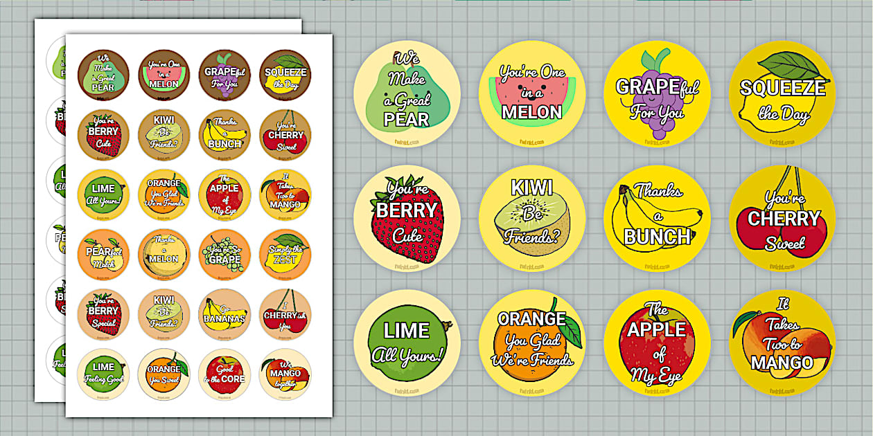 Fruit Puns | Neutral Colours | Reward Stickers - Twinkl