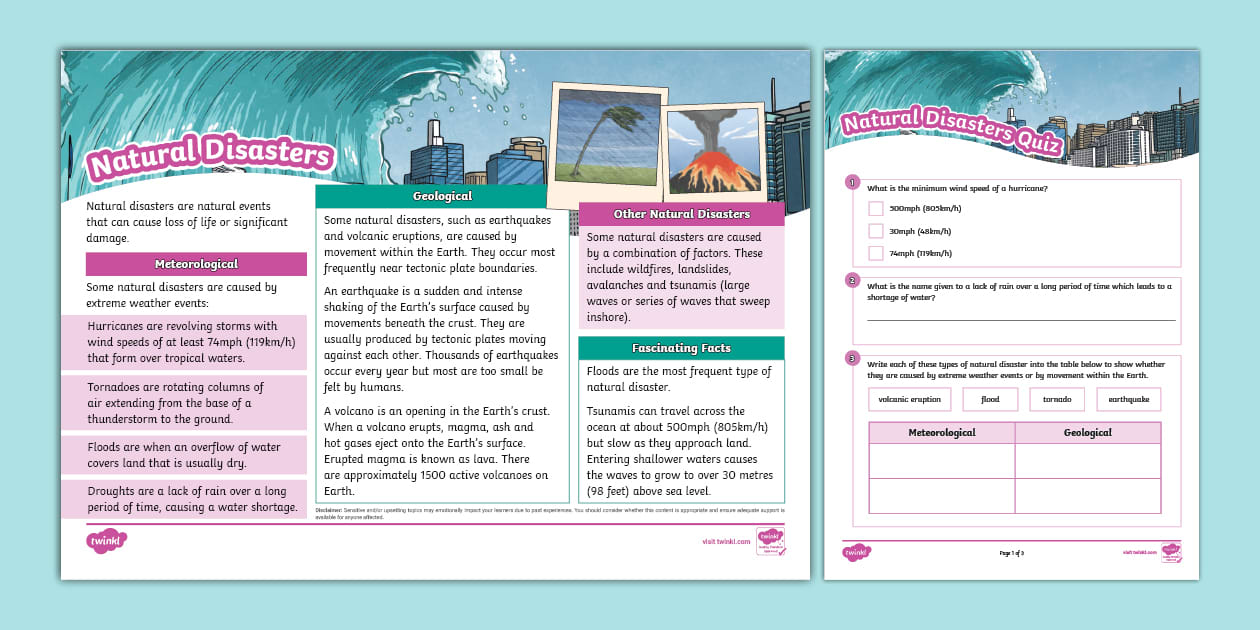 Fact File on Natural Disasters | Geography | Twinkl | KS2