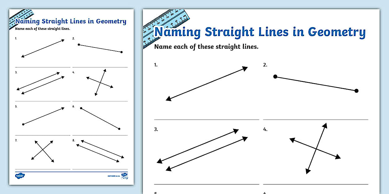 Naming Straight Lines in Geometry Activity Sheet - Twinkl