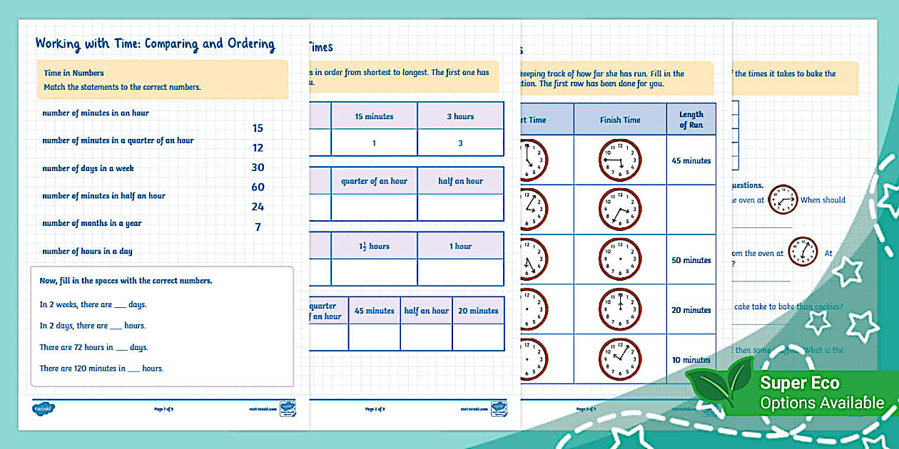 Working with time comparing and ordering ages 6 7 