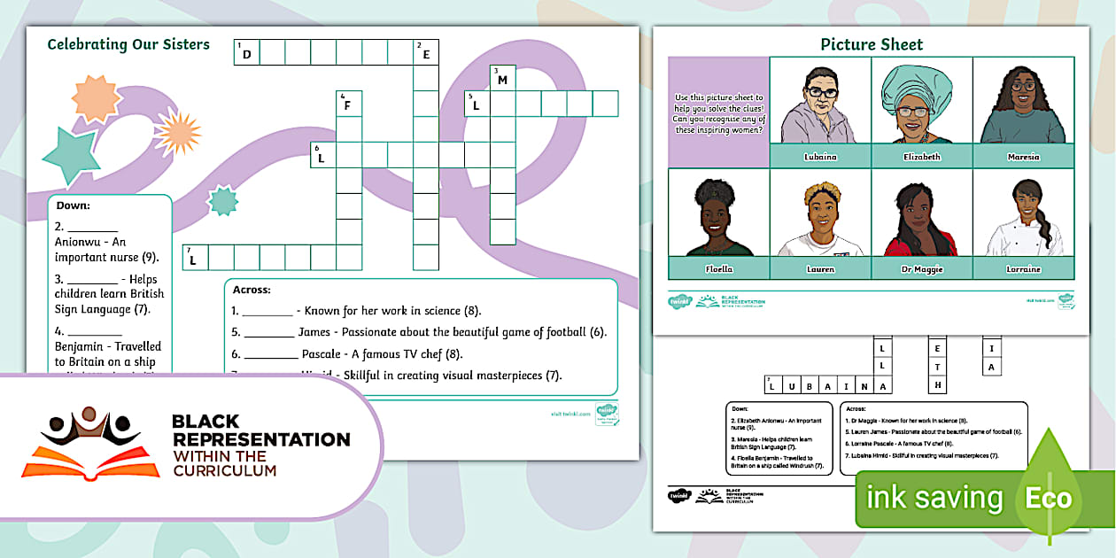 KS1 Celebrating Our Sisters Crossword Puzzle (Teacher Made)