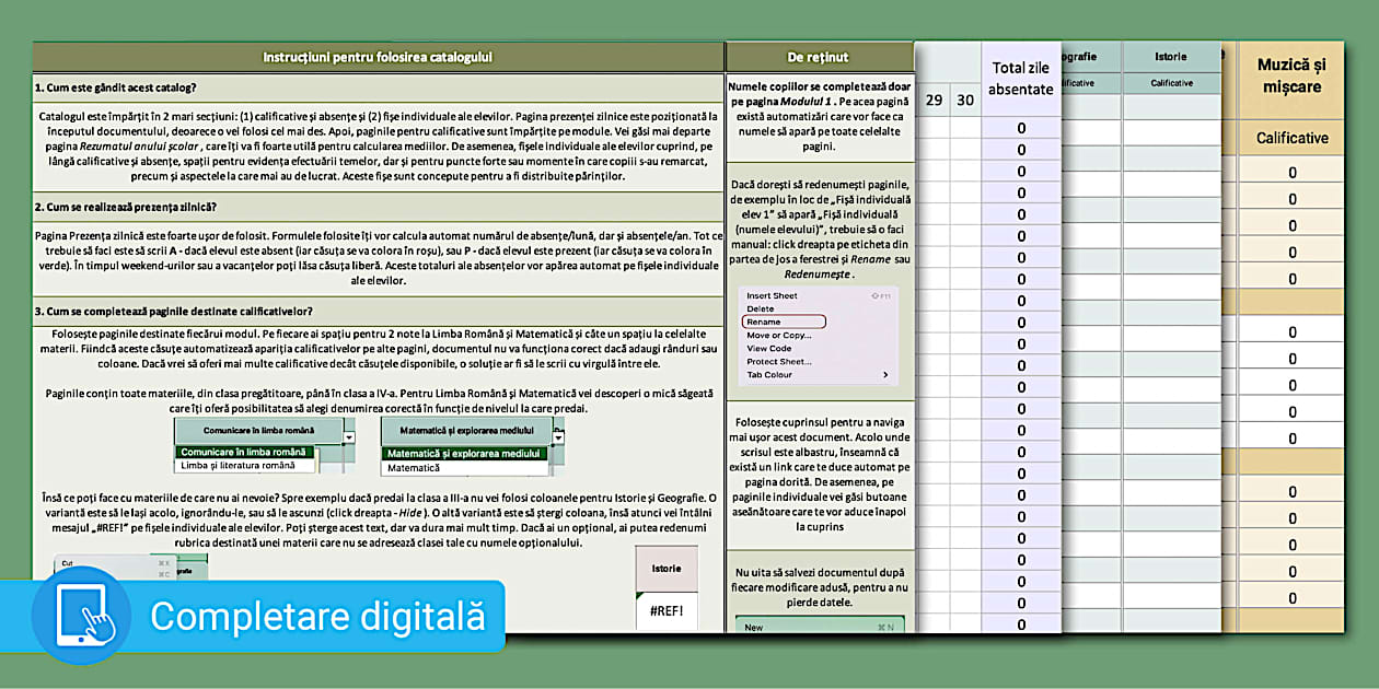 Catalog școlar online în format Excel Twinkl România