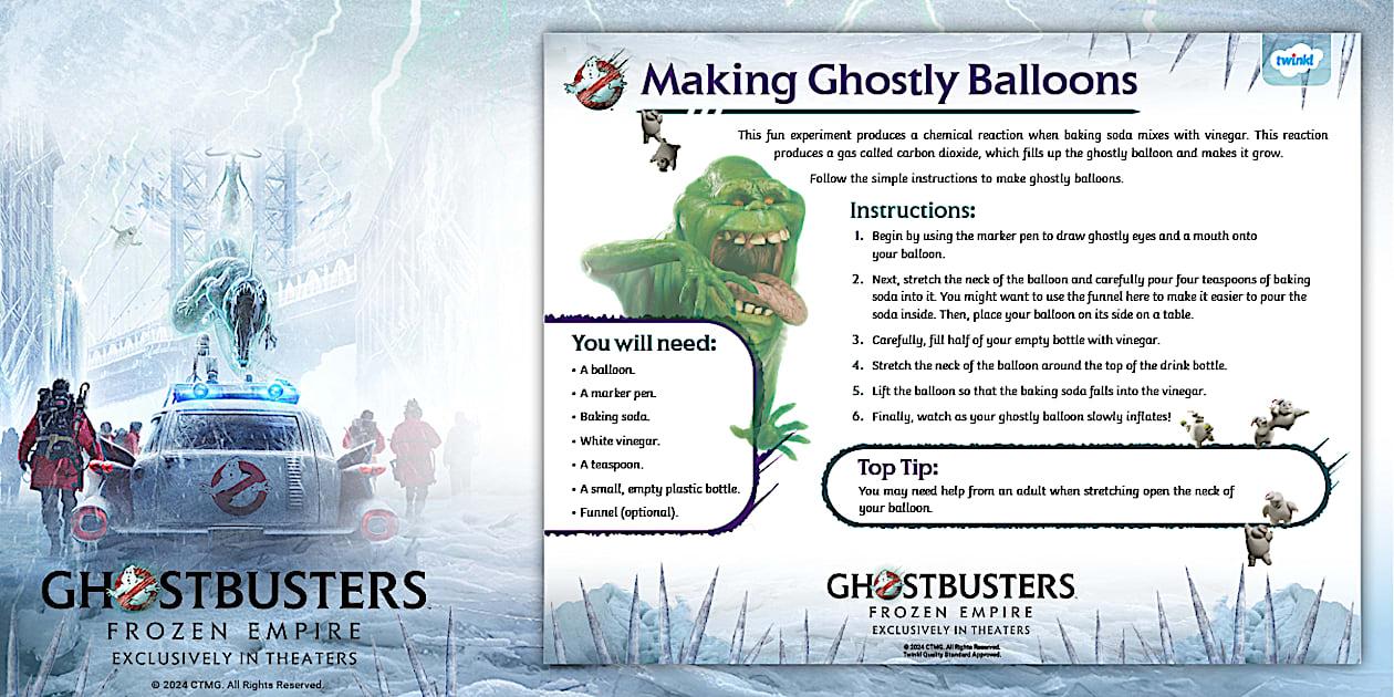FREE! - Ghostbusters: Making Ghostly Balloons Worksheet