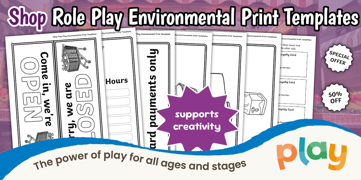 Shop Role Play Environmental Print Templates