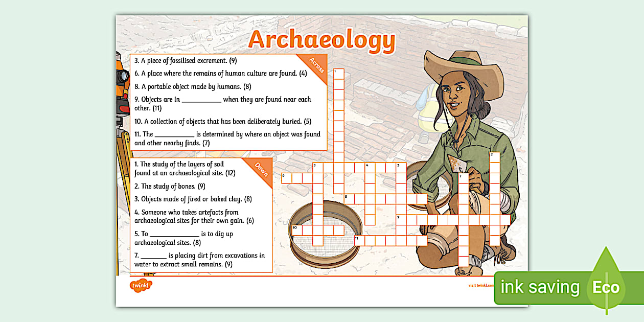 Archaeology Crossword KS2 (teacher made) Twinkl
