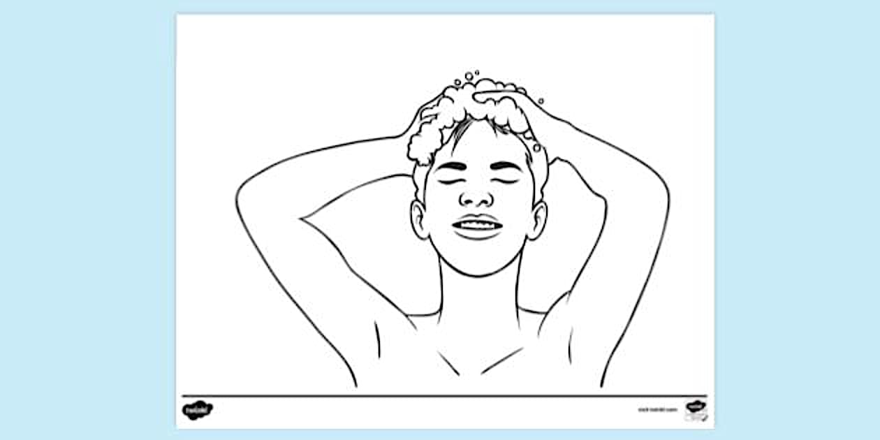 Rubbing Shampoo Into Hair Colouring | Colouring Sheets