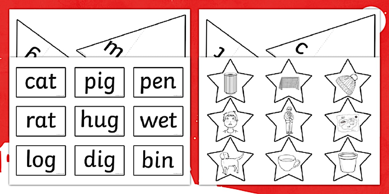Editable Christmas Tree CVC Words Activity - Twinkl
