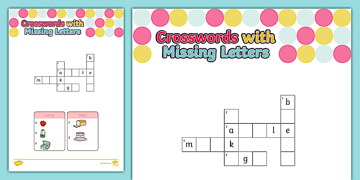 Crosswords with Missing Letters (teacher made) Twinkl