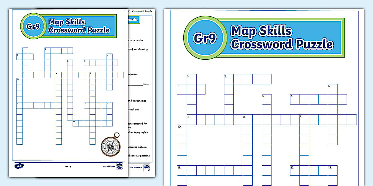 Gr 9: Map Skills Crossword Puzzle (teacher made) Twinkl