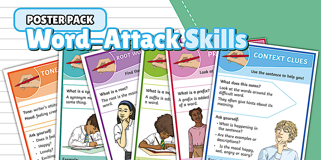 Work Attack Game Senior Phase - English - Word-Attack Skills Poster Pack (CAPS Aligned)