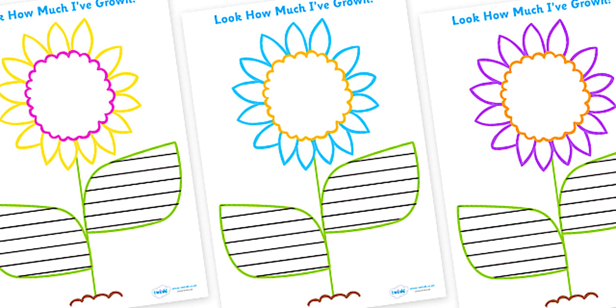 Look How Much Ive Grown Flower Writing Frames - Twinkl