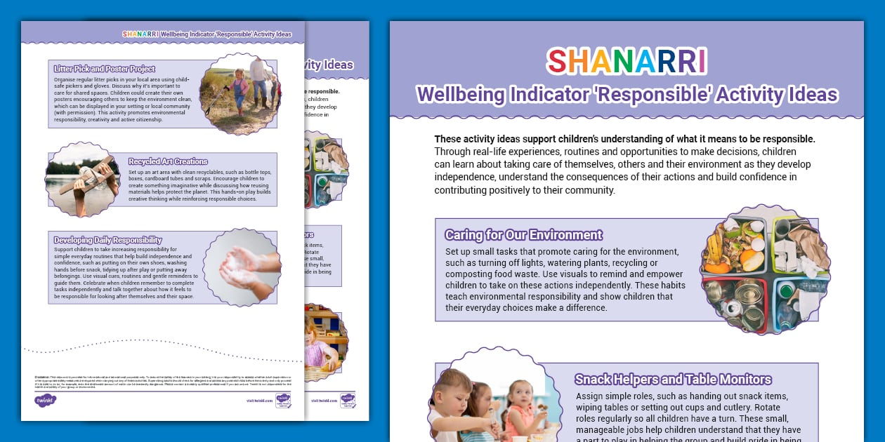 SHANARRI Wellbeing Indicator #39 Responsible #39 Activity Ideas