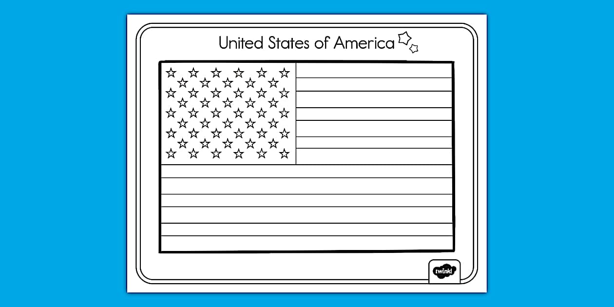 United States Flag Coloring Page 4th of July Twinkl USA