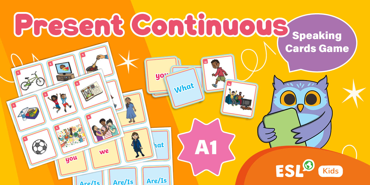 ESL Present Continuous Speaking Game {Kids} Twinkl