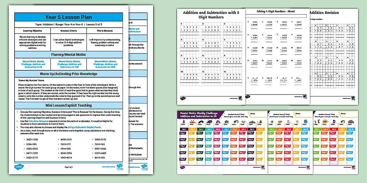 Year 5 Inclusion Addition Differentiated Lesson Plan 2