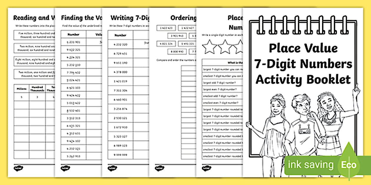Place Value 7-Digit Numbers Activity Booklet (teacher made)