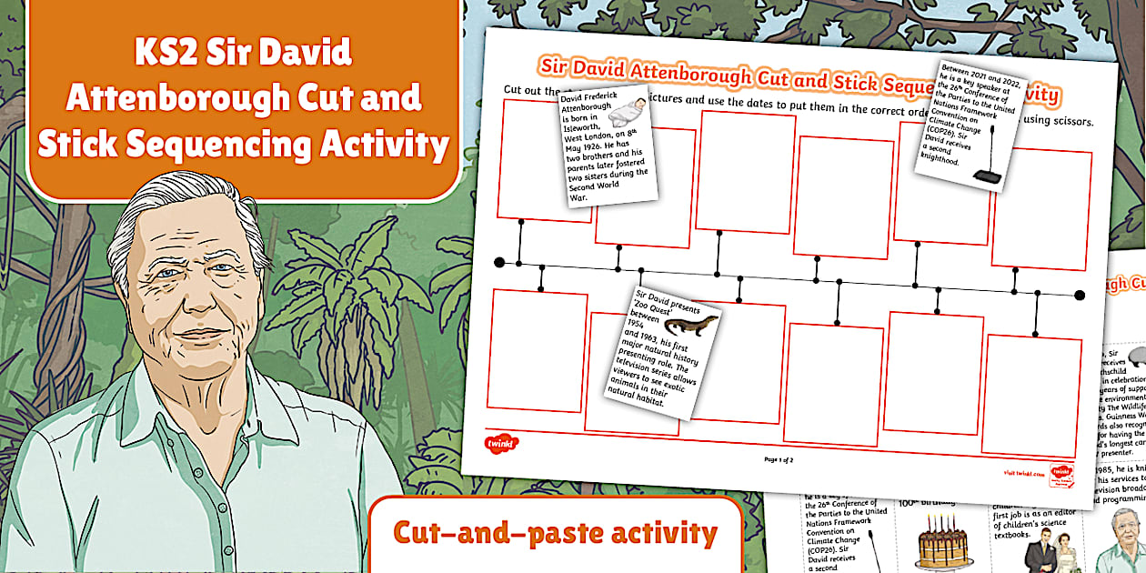 Sequencing Algorithm Ks2 KS2 Sir David Attenborough Cut and Stick Sequencing Activity