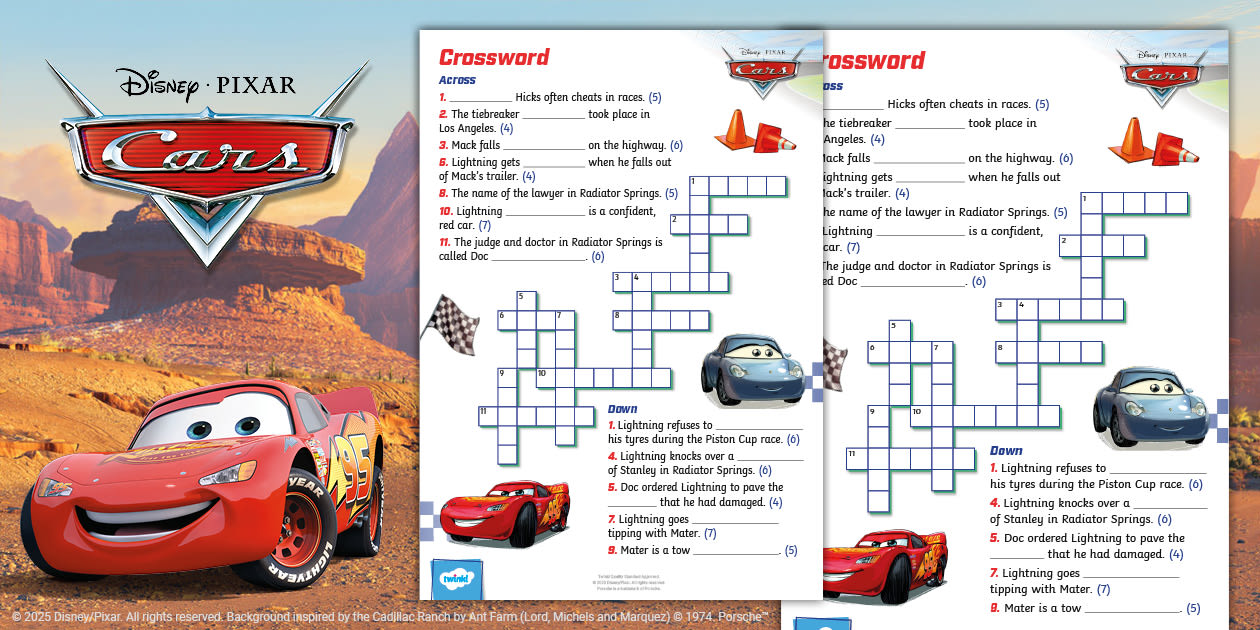 Disney Cars Puzzle Crossword Twinkl Resources Twinkl