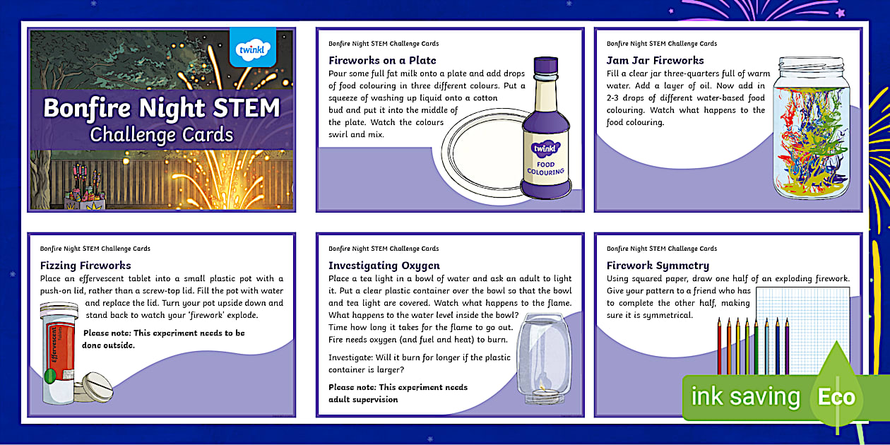 Bonfire Night STEM Challenge Cards