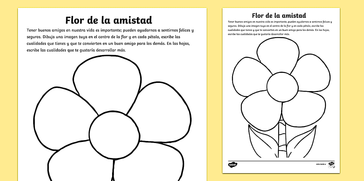 Recurso educativo. Dibujo: Flor de la amistad - Twinkl