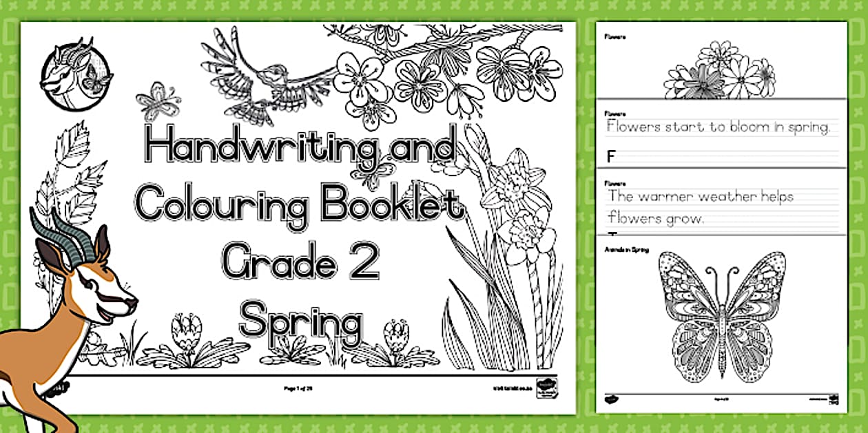 Grade 2 Spring Handwriting and Mindfulness Colouring Booklet