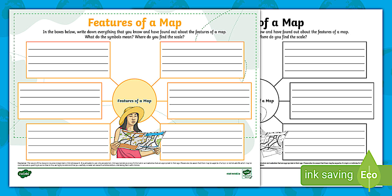 Features of a Map Mind Map (teacher made) - Twinkl