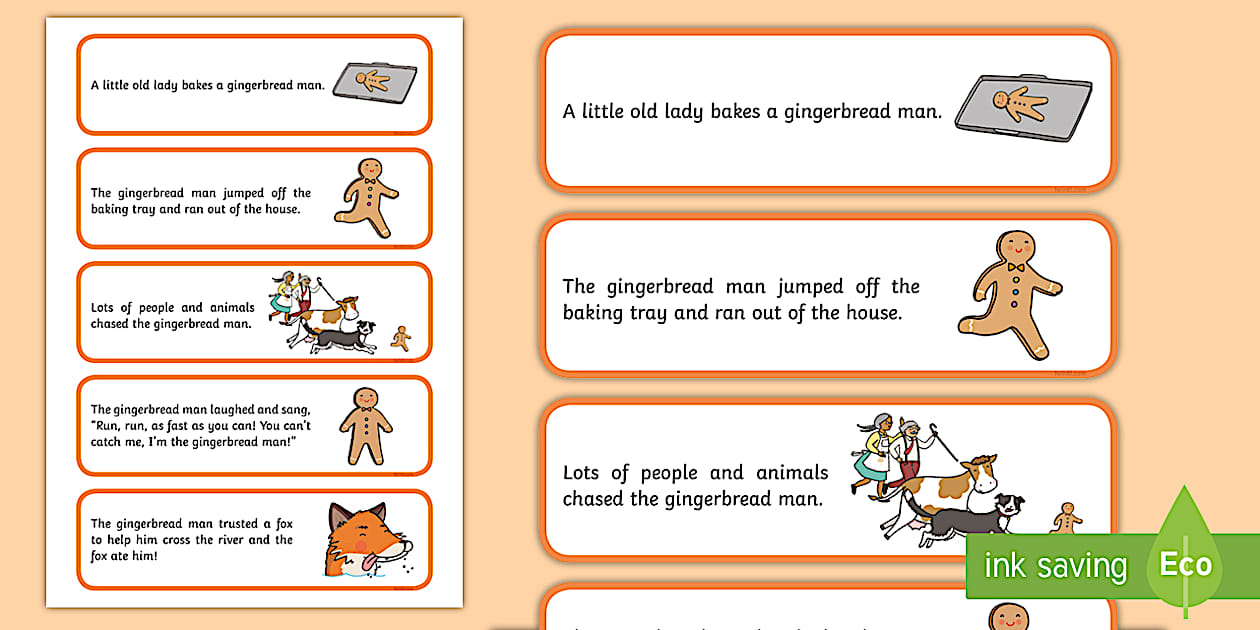 Editable Gingerbread Man Story Sequencing Cut and Stick Activity