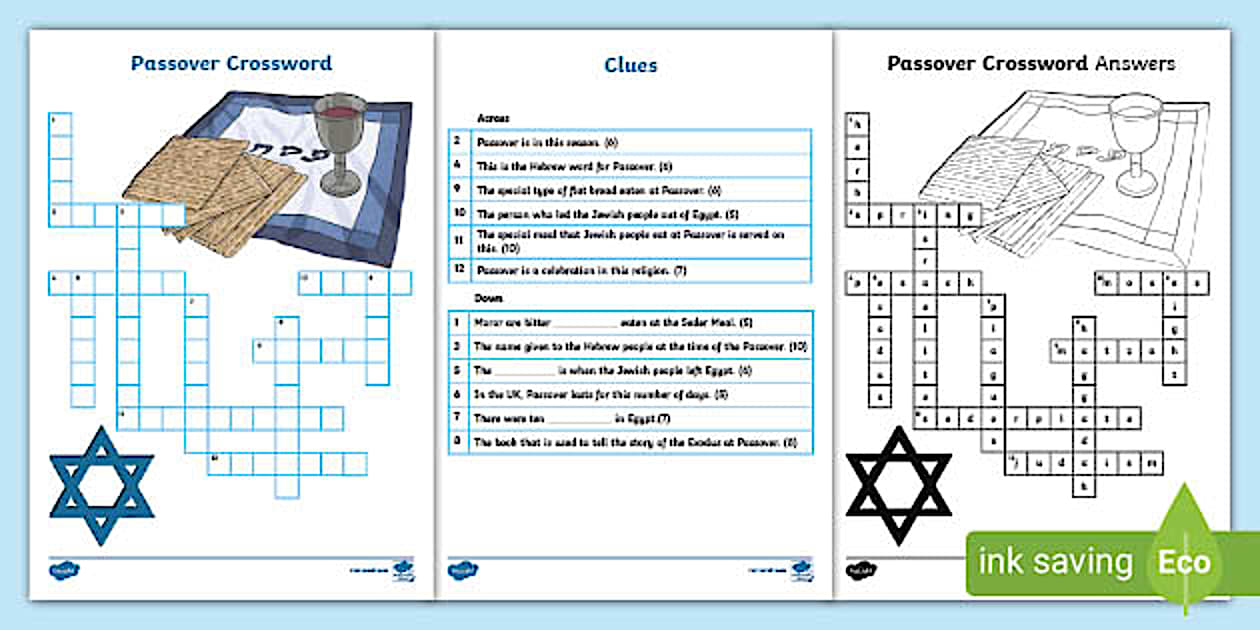 Judaism Passover Crossword (ティーチャーメイド)