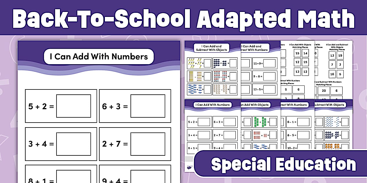 Adapdted Math Back to School Addition and Subtraction Adapted Math