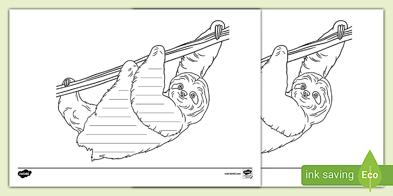 Sloth Templae Sloth Writing Template