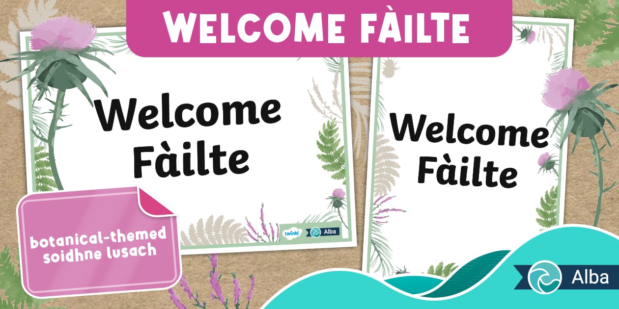 Bilingual Classroom Display Sign in both Gaelic and English.