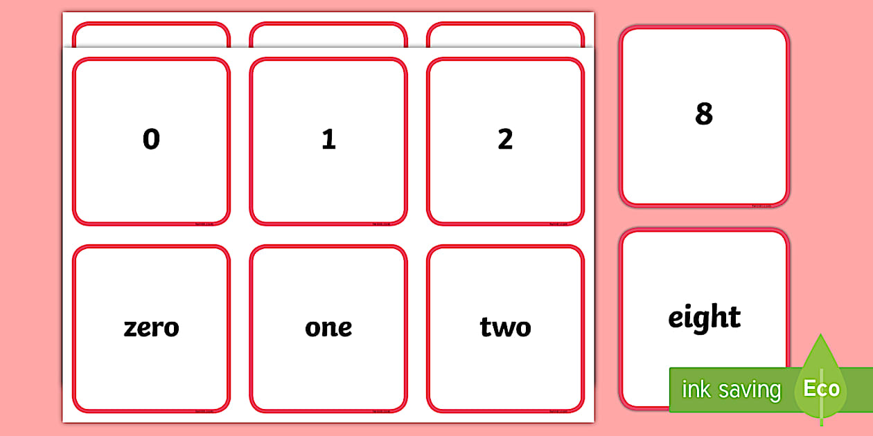 Numerals and Words 0-9 Matching Cards (teacher made)