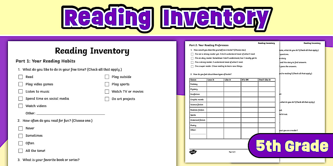 Fifth Grade Reading Inventory