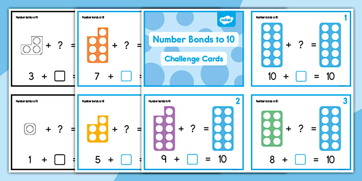 Number Bonds to 10 Challenge Cards Twinkl