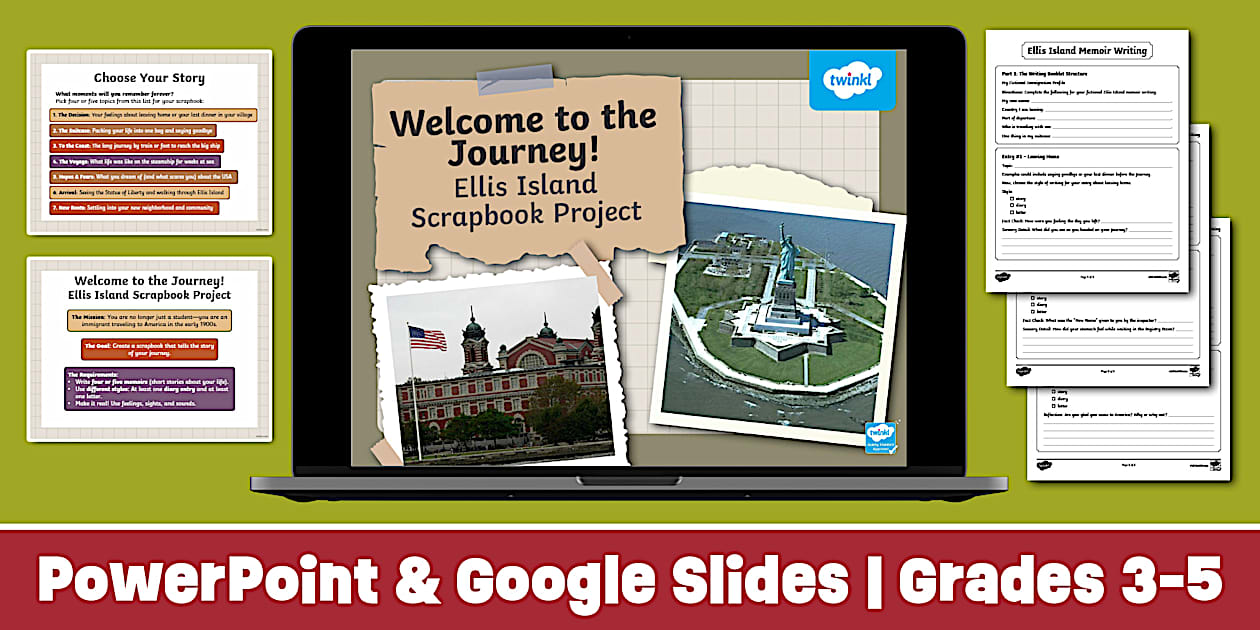Ellis Island Memoir Writing PowerPoint & Google Slides and Writing ...