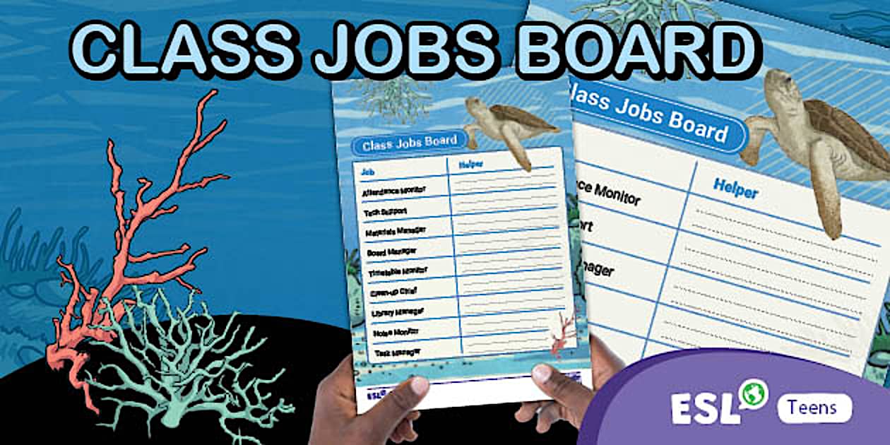 ESL Class Jobs Board Underwater Theme for Teens