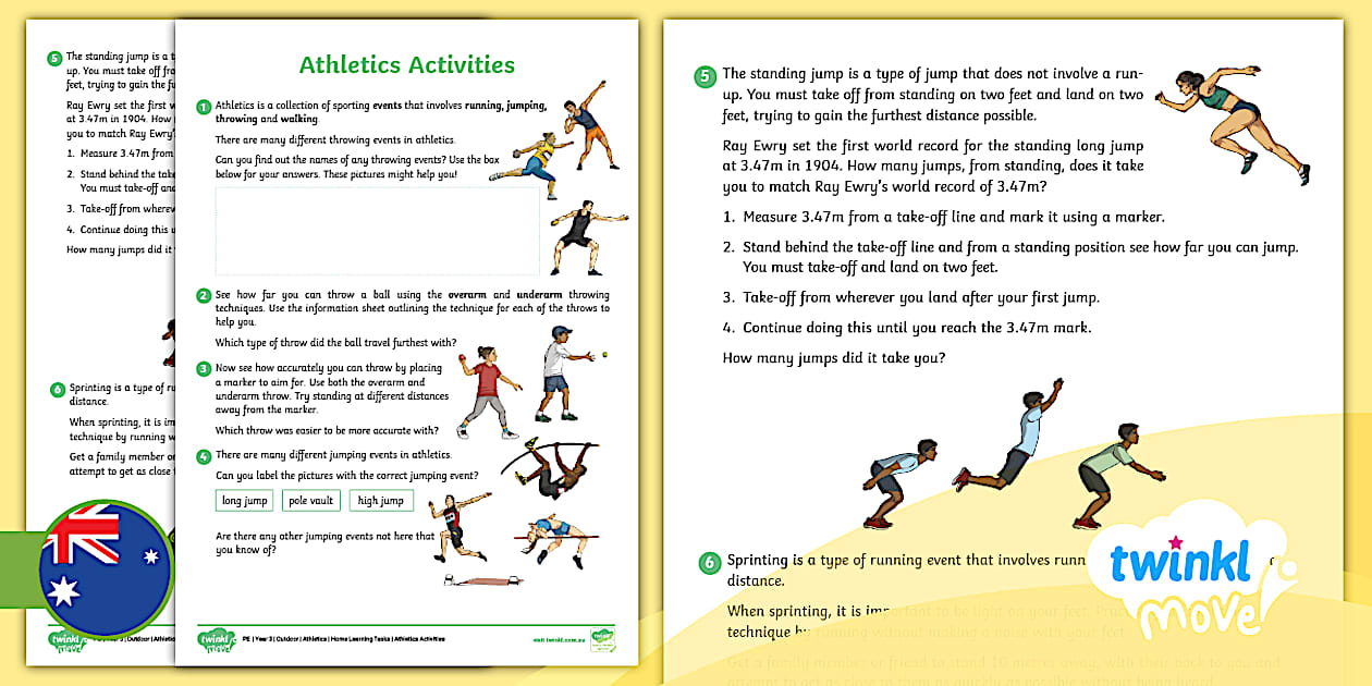 Move PE Year 3 Athletics Home Learning Tasks - Twinkl