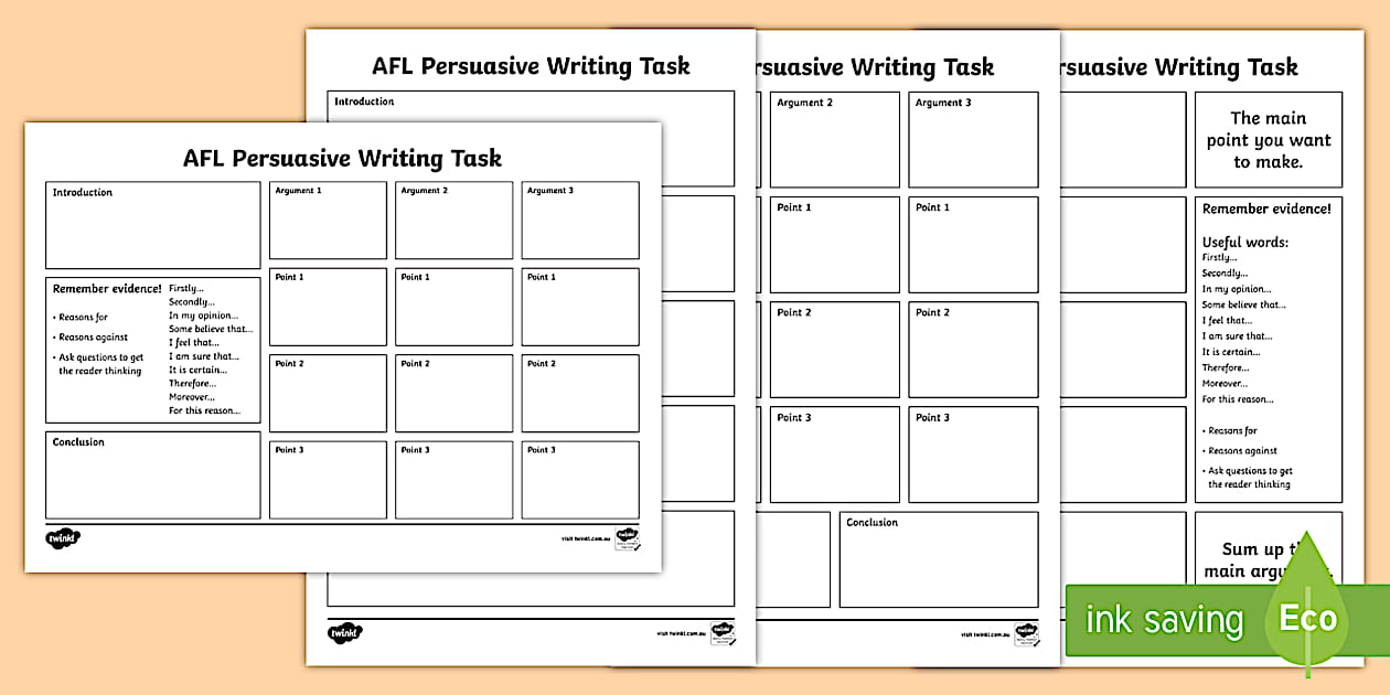AFL Persuasive Writing Template Twinkl