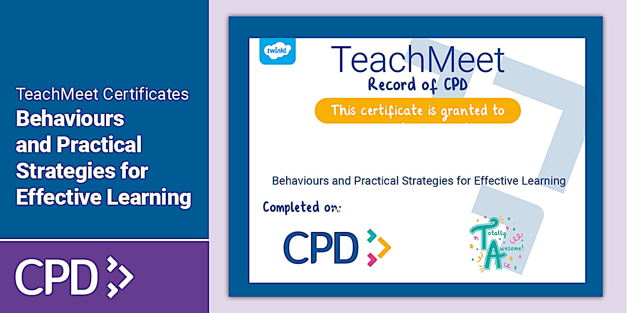 TeachMeet Certificate Behaviours and Practical Strategies