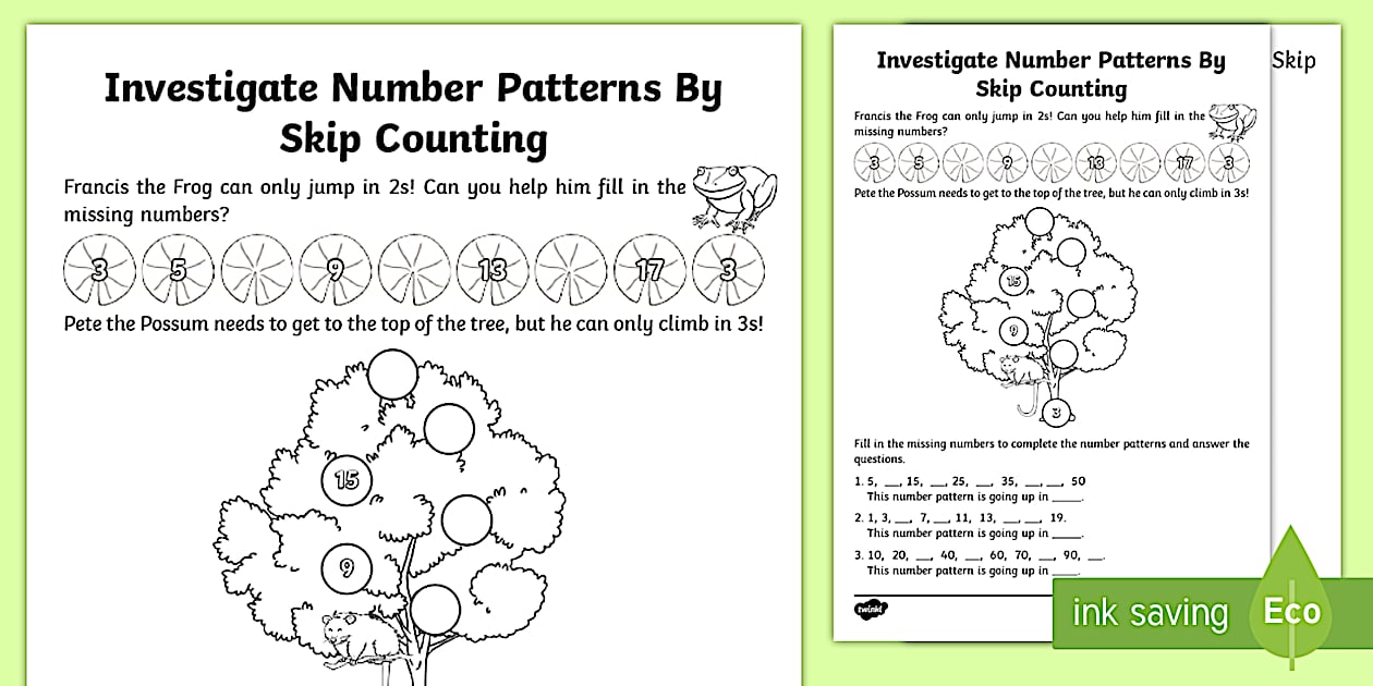 TAS Investigate Number Patterns By Skip Counting Worksheet