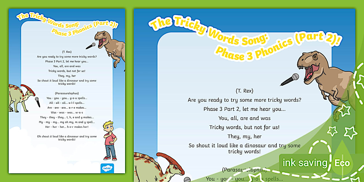 The Tricky Words Song Phase 3 Phonics Part 2 Lyrics The tricky words song phase 3 phonics part 2 lyrics