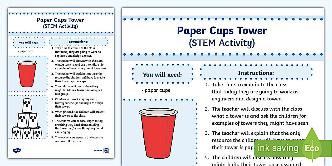Design a Tower from Paper Cups (STEM Activity) - Twinkl