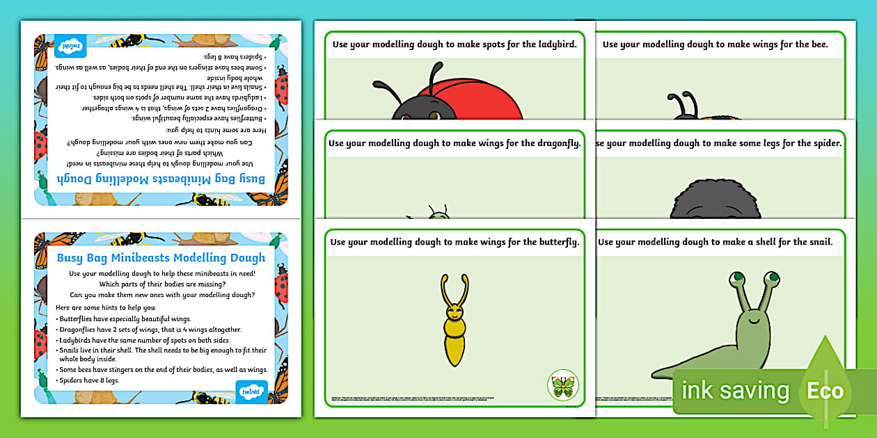 Minibeasts Modelling Dough Busy Bag Prompt Card and Pack
